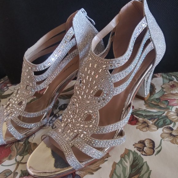 Forever Glitter High Heel Formal Sandals Women's Size 9 - Picture 10 of 12